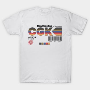 Vintage Jakarta CGK Airport Label Retro Travel Indonesia T-Shirt